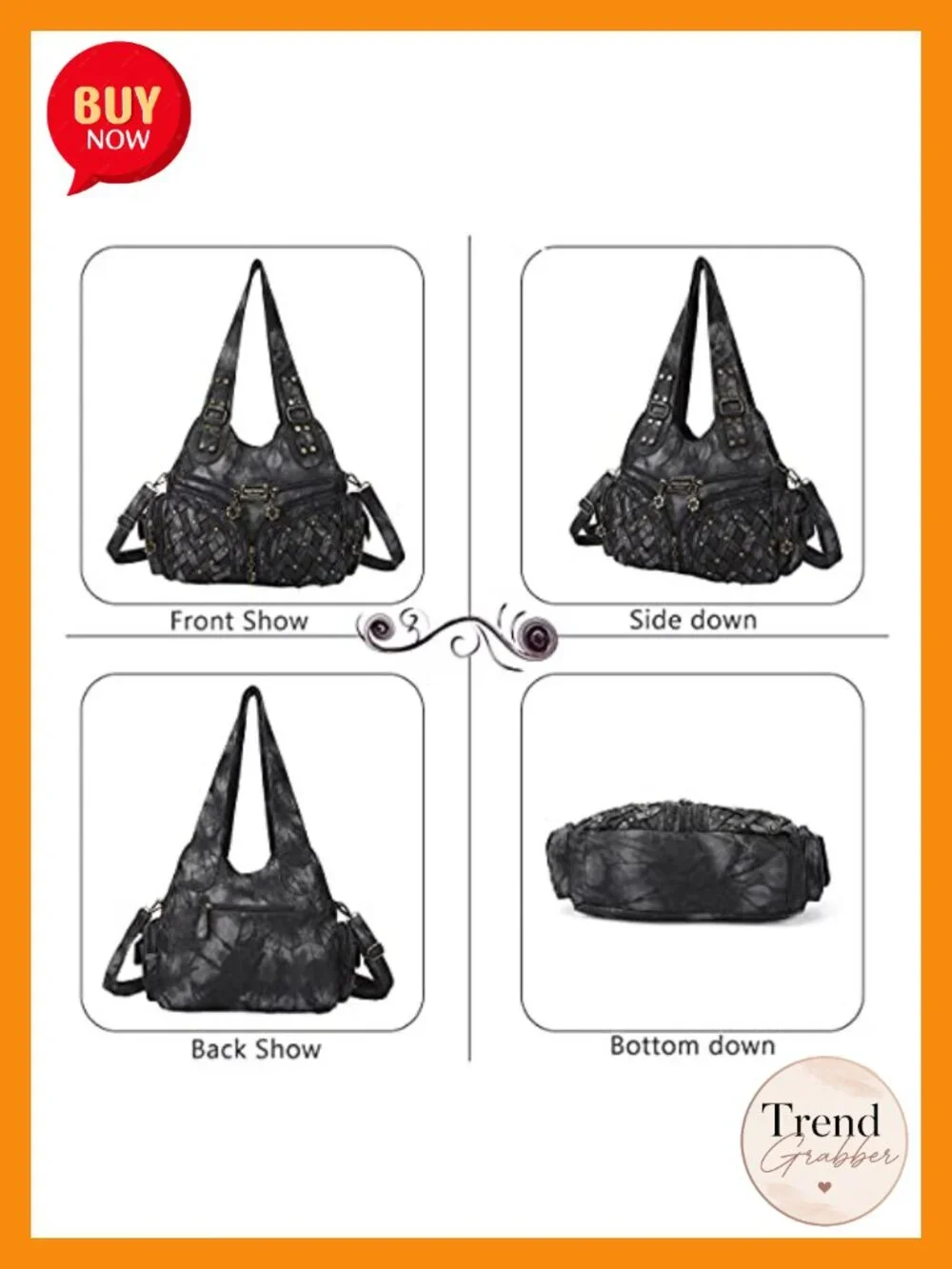 Large Faux Leather Hobo Tote Shoulder Bag for Women, PU Purse